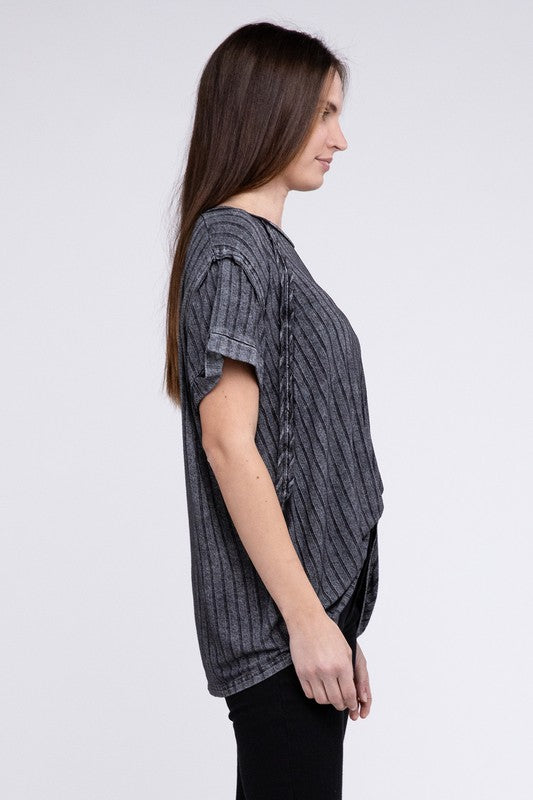 
                      
                        Ribbed Raglan Dolman Sleeve Boat-Neck Top
                      
                    