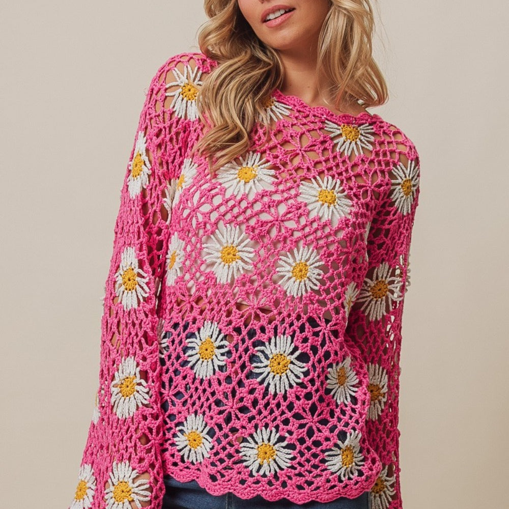 
                      
                        Floral Crochet Net Lace Cover Up
                      
                    