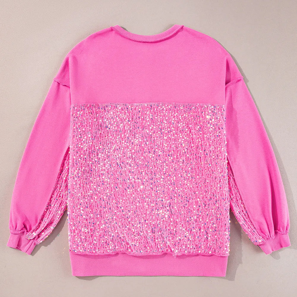 
                      
                        Sequin Half Button Long Sleeve Sweatshirt
                      
                    