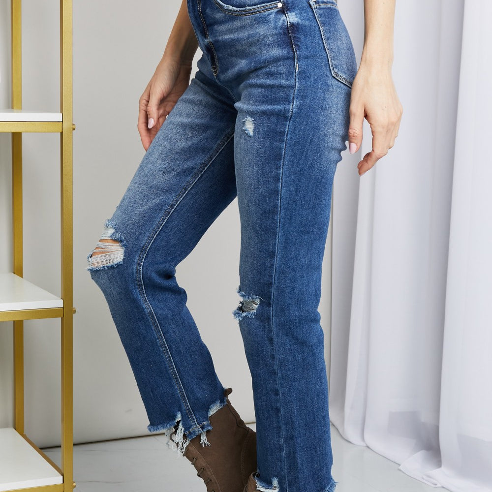 
                      
                        RISEN Frayed Hem Distressed Cropped Jeans
                      
                    