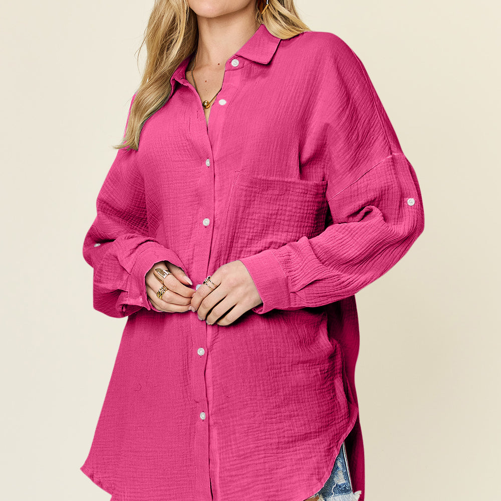 
                      
                        Pocketed Texture Button Up Shirt
                      
                    