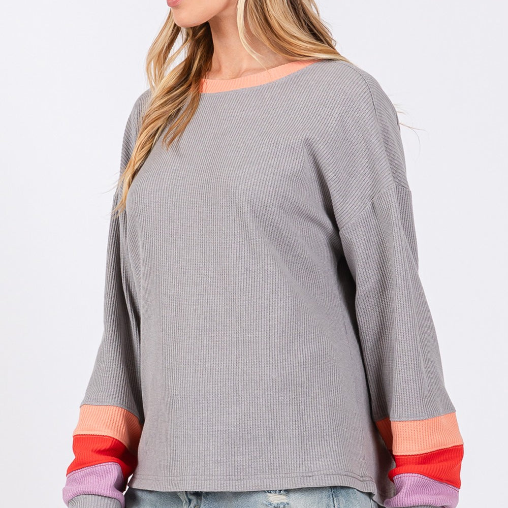 
                      
                        Color Block Waffle Knit T-Shirt
                      
                    