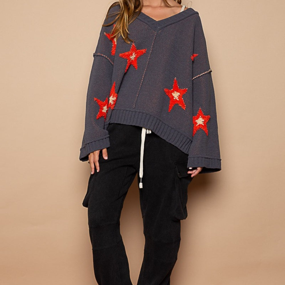 
                      
                        Long Sleeve Star Patch Sweater
                      
                    