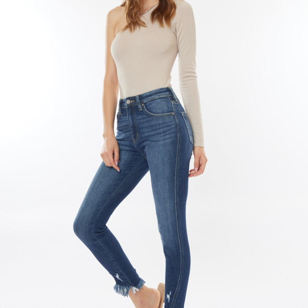 
                      
                        Kancan Raw Hem High Waist Cropped Jeans
                      
                    