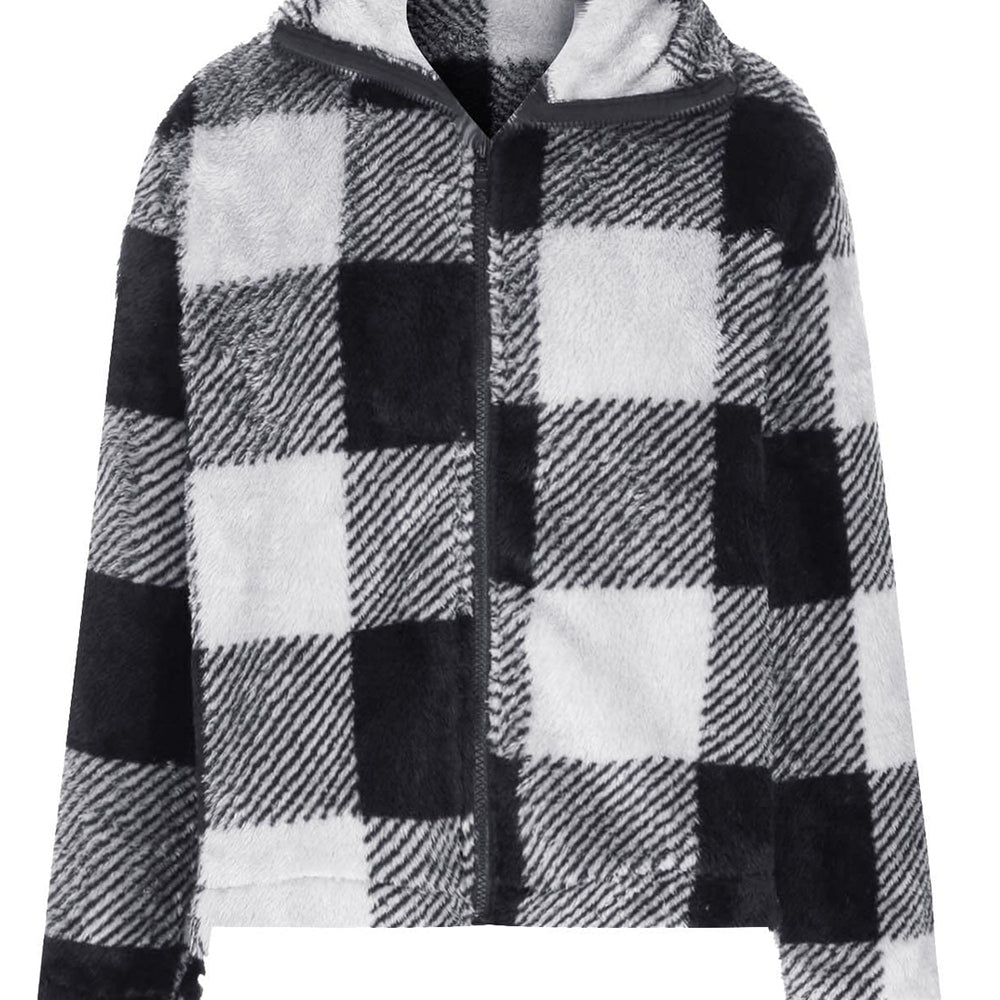 Plaid Zip Up Long Sleeve Jacket