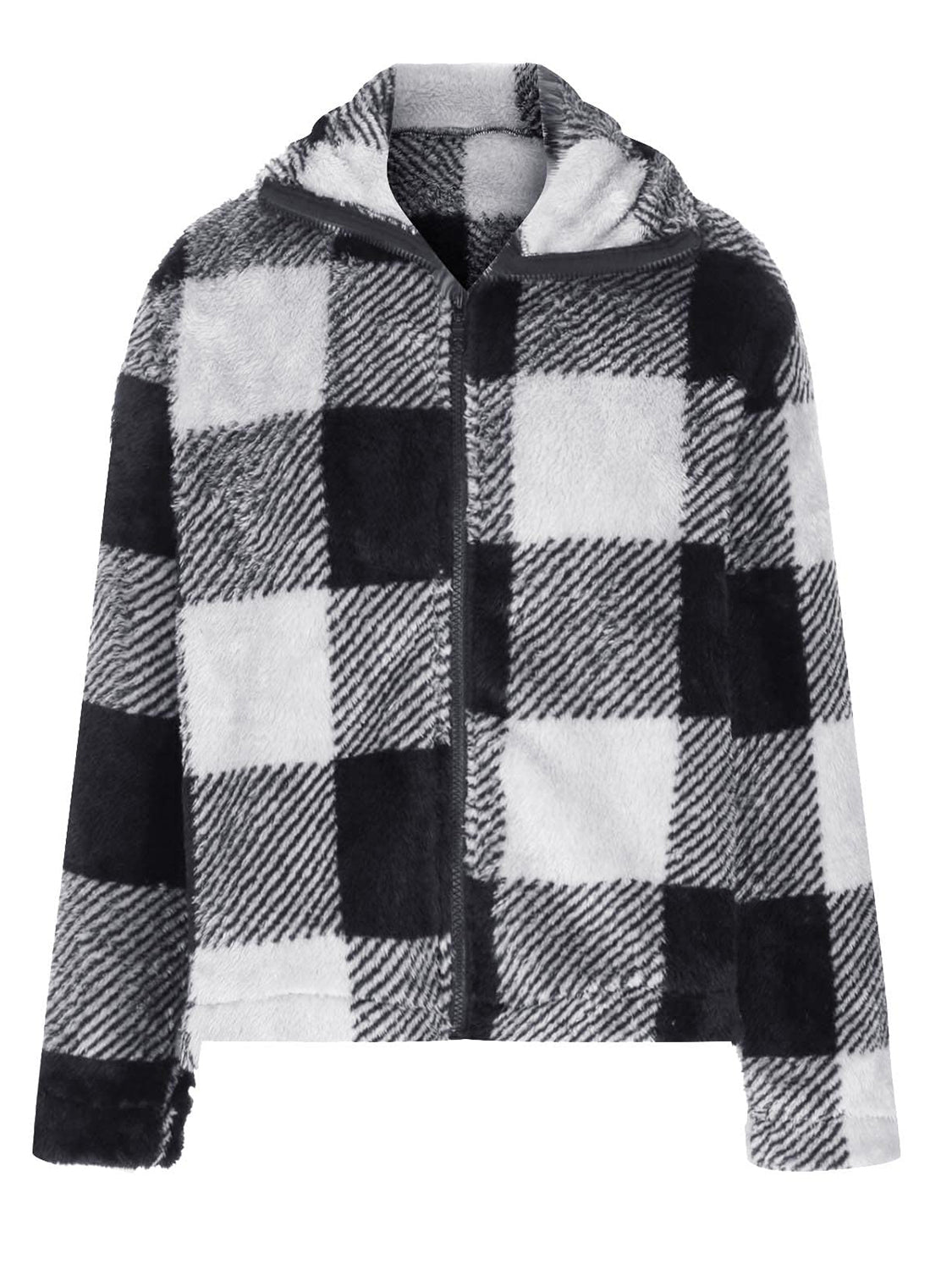 Plaid Zip Up Long Sleeve Jacket