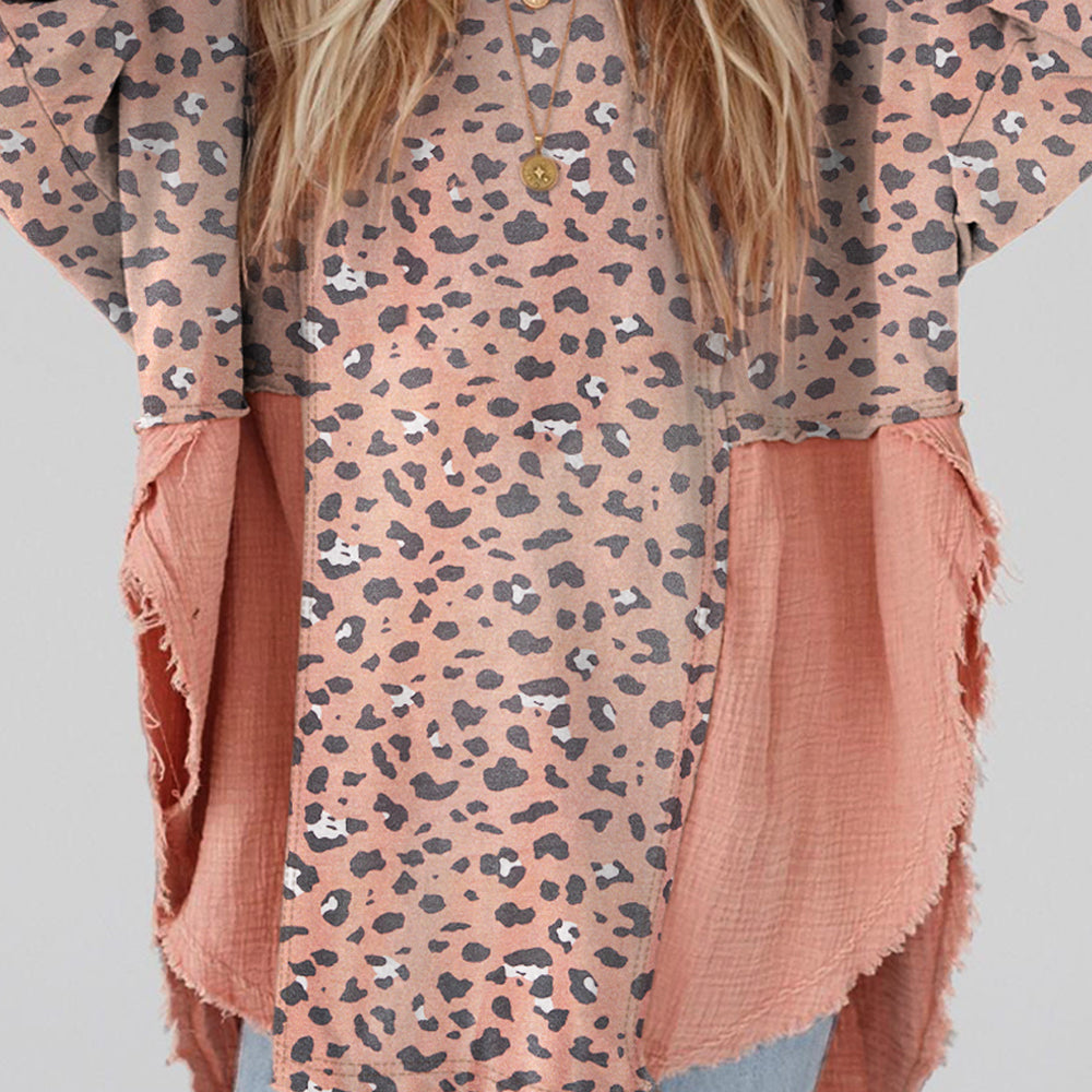 
                      
                        Textured Leopard Dropped Shoulder Blouse
                      
                    