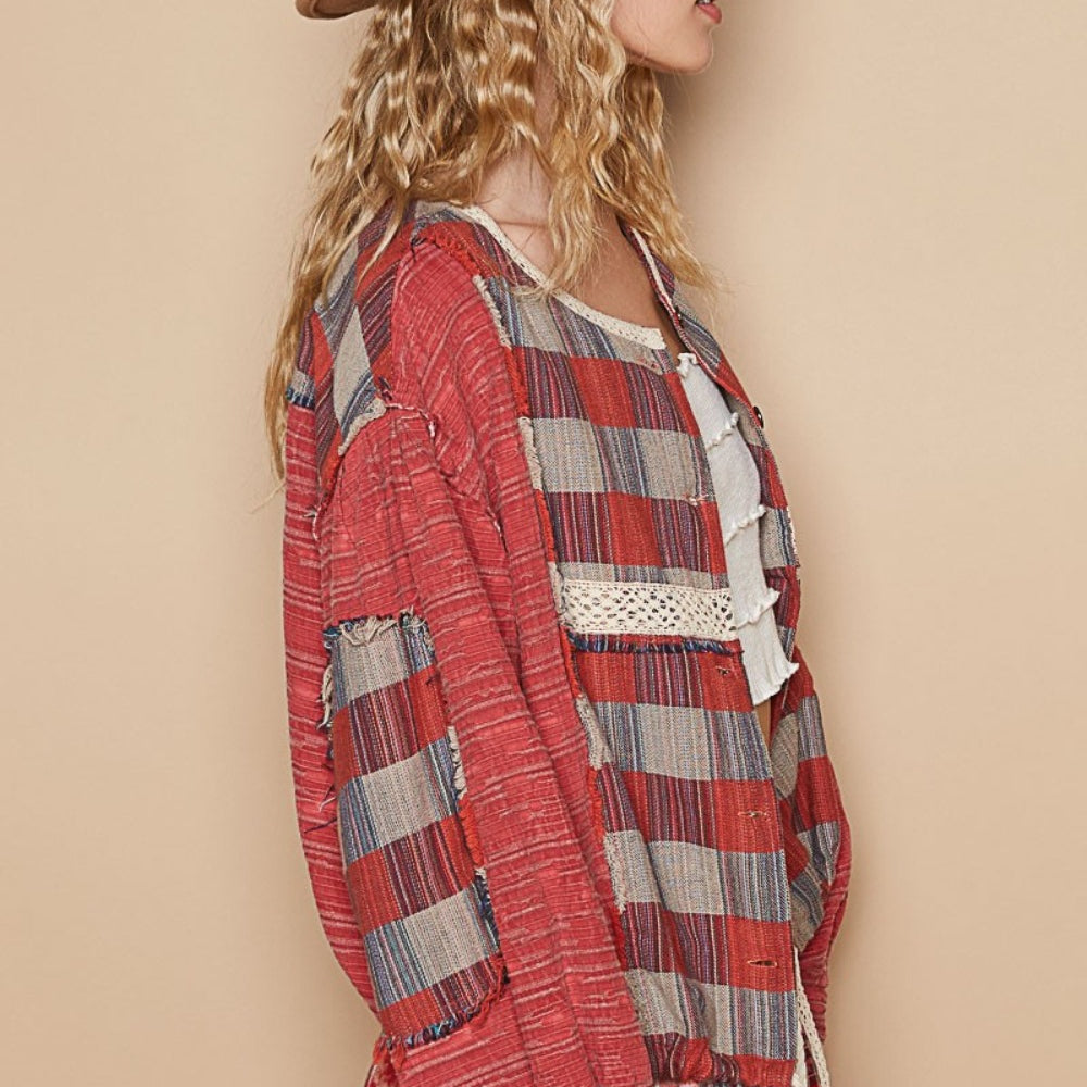 
                      
                        Round Neck Long Sleeve Plaid Shirt
                      
                    