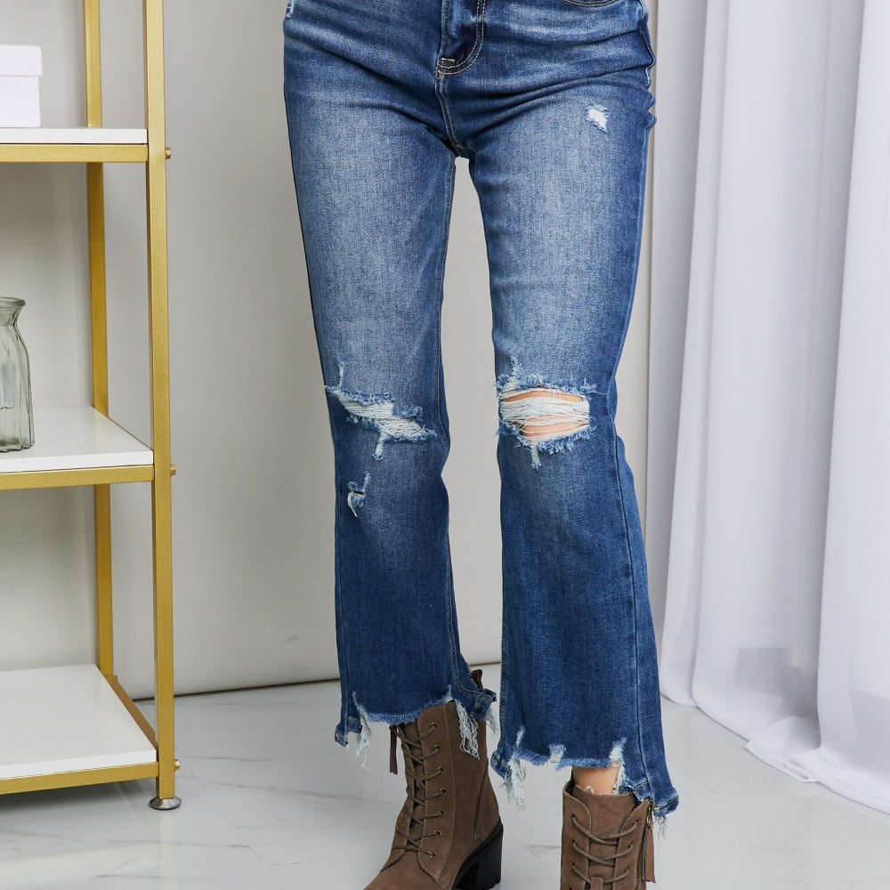 
                      
                        RISEN Frayed Hem Distressed Cropped Jeans
                      
                    