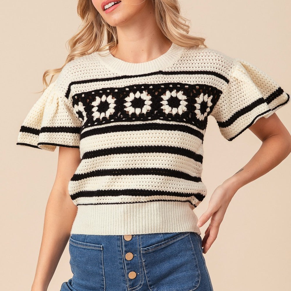 
                      
                        Lola Short Sleeve Striped Sweater
                      
                    