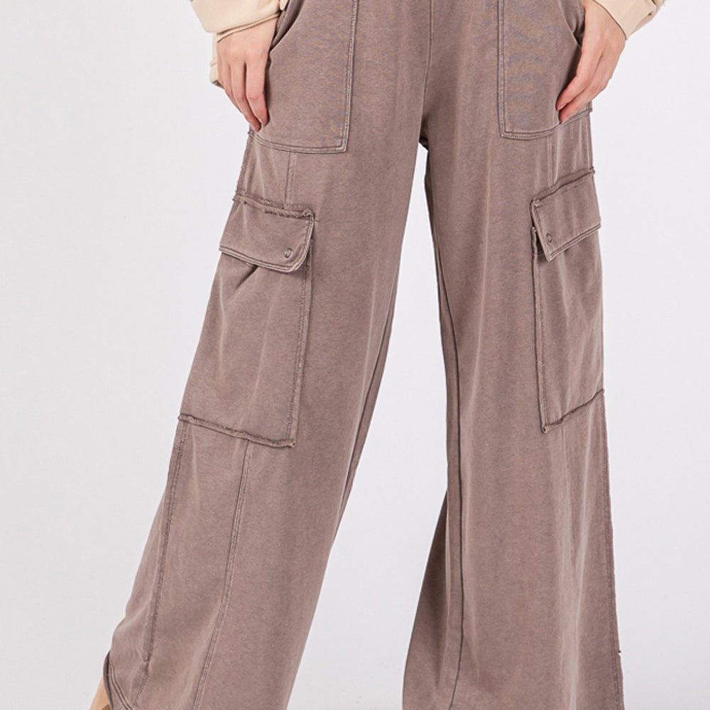 Knit Terry Mineral Wash Wide Leg Pants