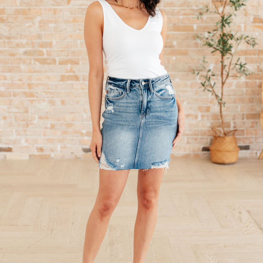 
                      
                        Carol High Rise Rigid Magic Denim Skirt
                      
                    