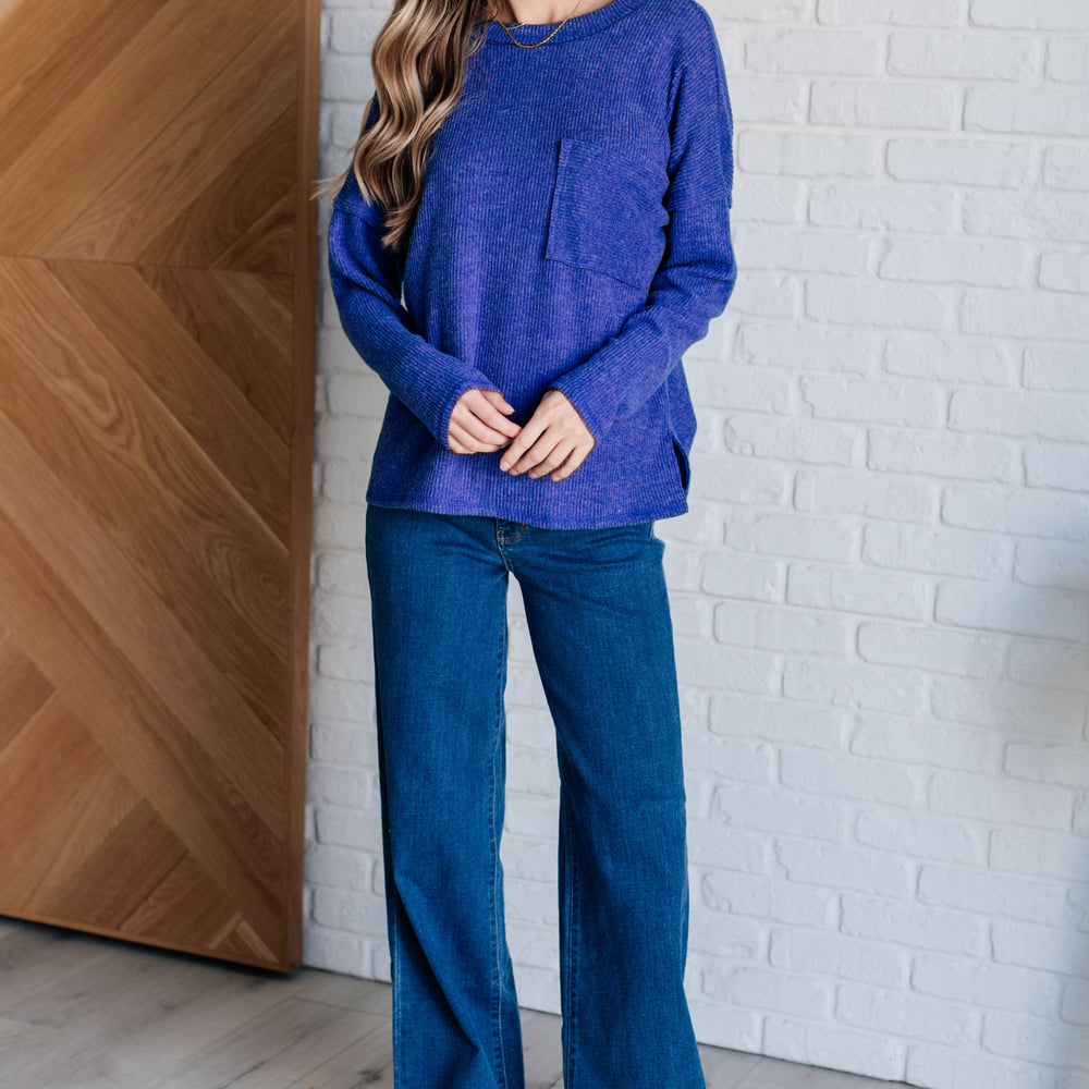 
                      
                        Casual Tuesday Ribbed Knit Sweater in Bright Blue
                      
                    