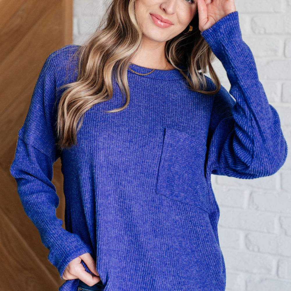 Casual Tuesday Ribbed Knit Sweater in Bright Blue