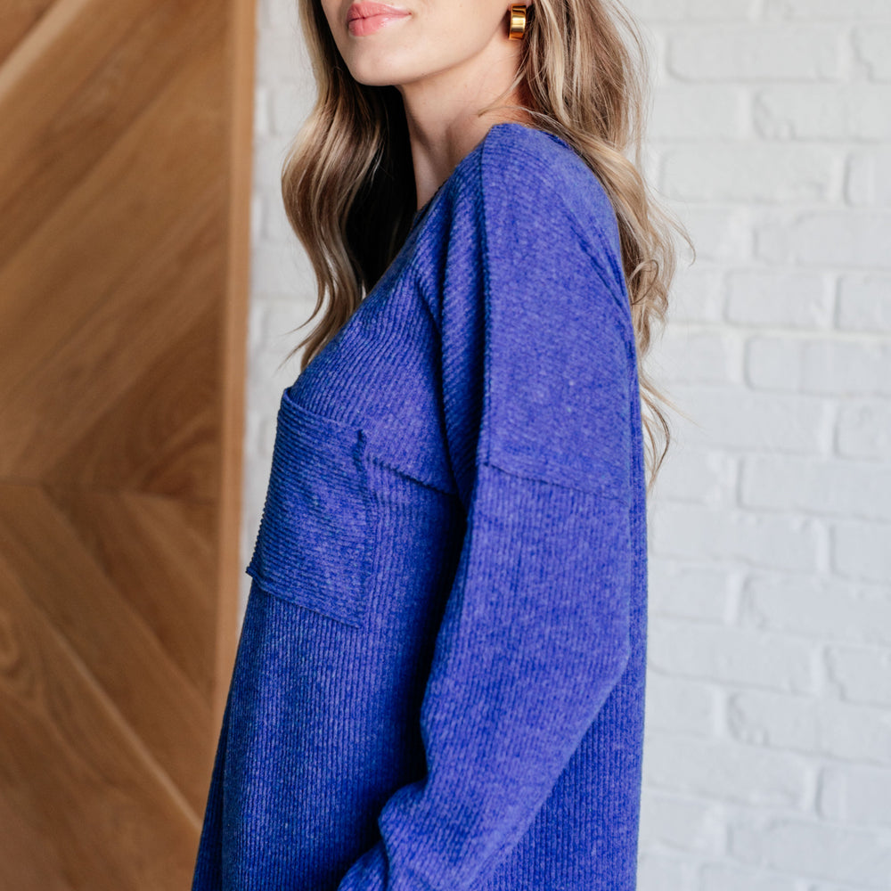 
                      
                        Casual Tuesday Ribbed Knit Sweater in Bright Blue
                      
                    