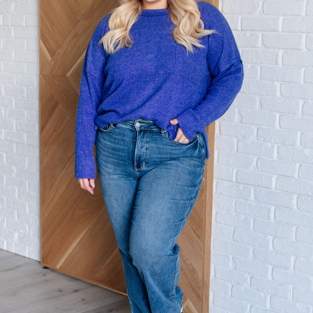 
                      
                        Casual Tuesday Ribbed Knit Sweater in Bright Blue
                      
                    