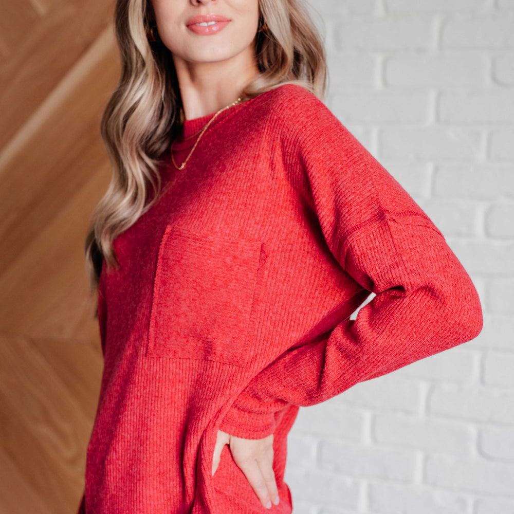 
                      
                        Casual Tuesday Ribbed Knit Sweater in Dark Red
                      
                    