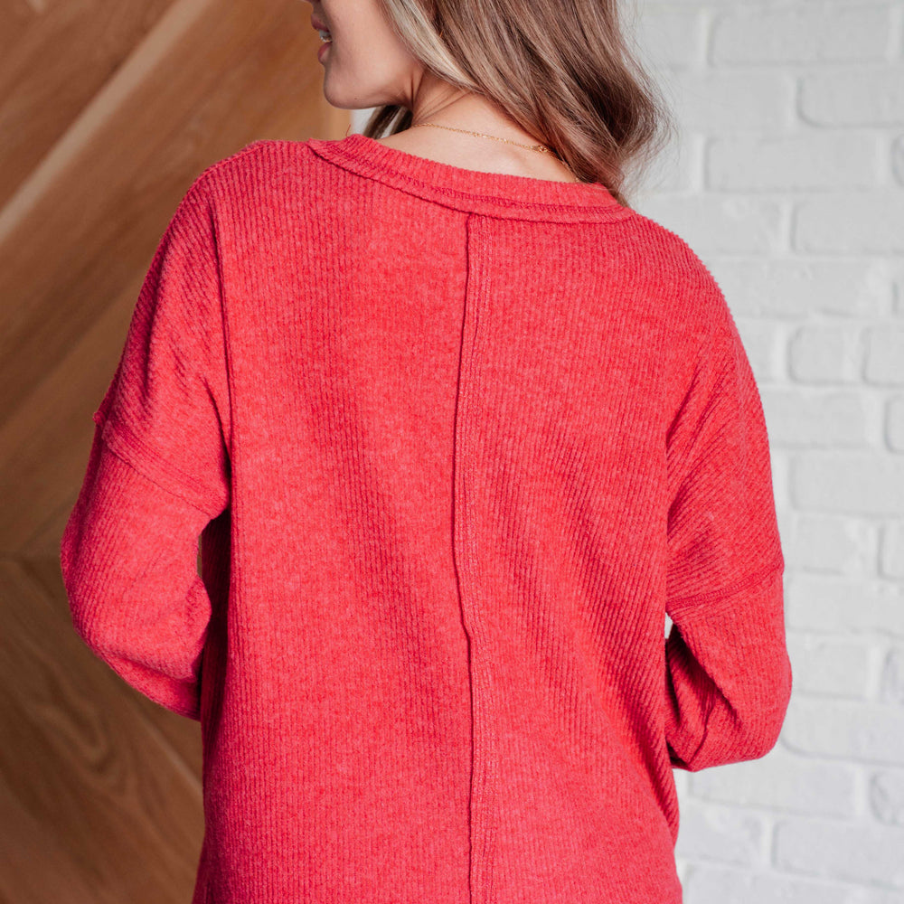 
                      
                        Casual Tuesday Ribbed Knit Sweater in Dark Red
                      
                    