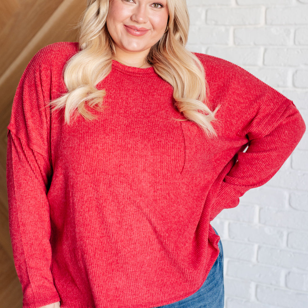 Casual Tuesday Ribbed Knit Sweater in Dark Red