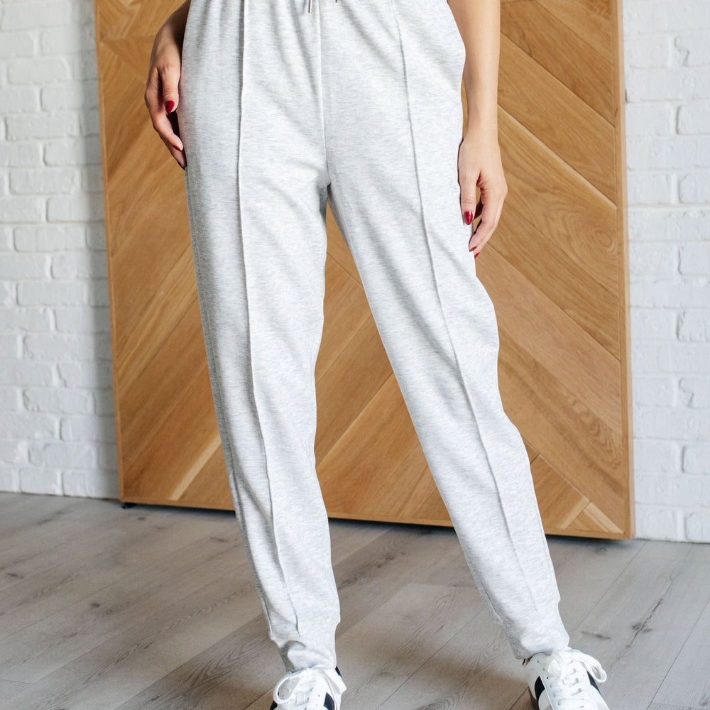 Center Seam Scuba Joggers in Heather Grey