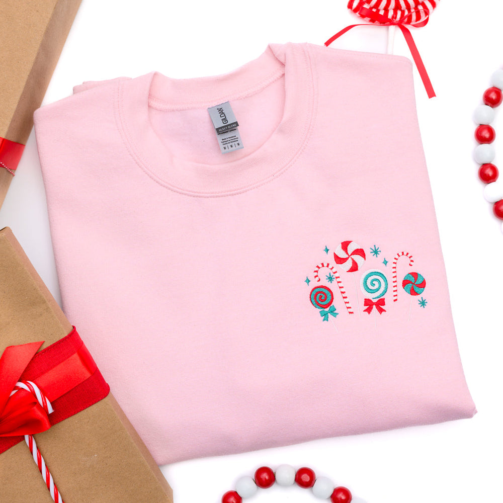 PREORDER: Christmas Candy Embroidered Sweatshirt