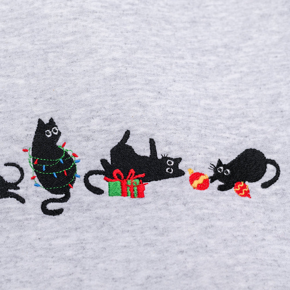 PREORDER: Christmas Cats Embroidered Sweatshirt