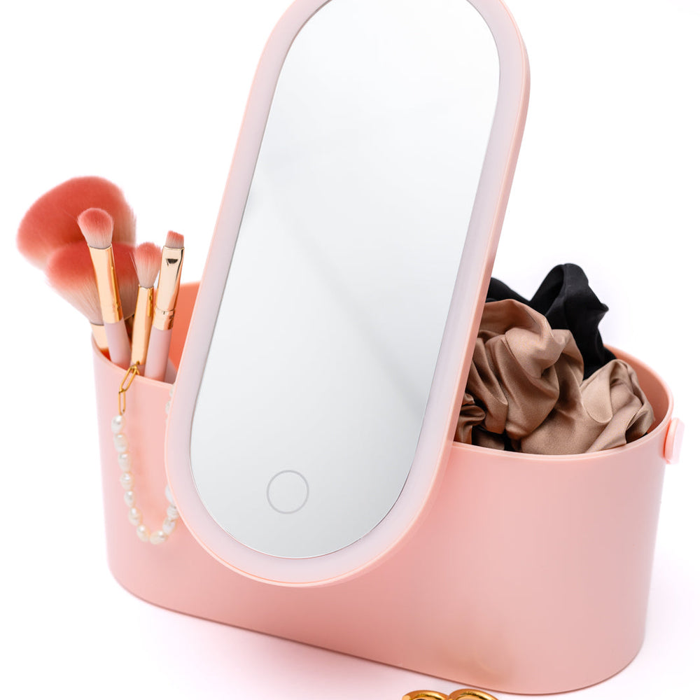 Portable Beauty Storage With LED Mirror