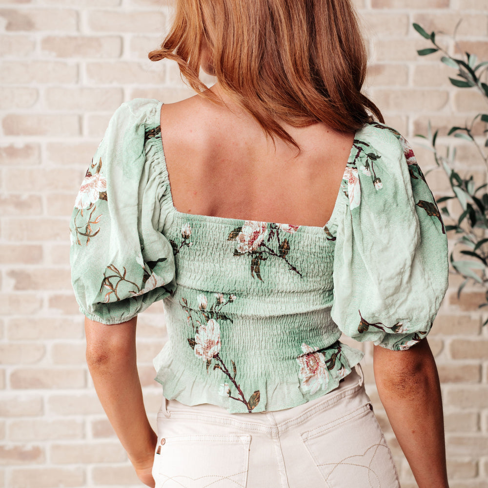 
                      
                        Garden of Eden Balloon Sleeve Top in Sage
                      
                    