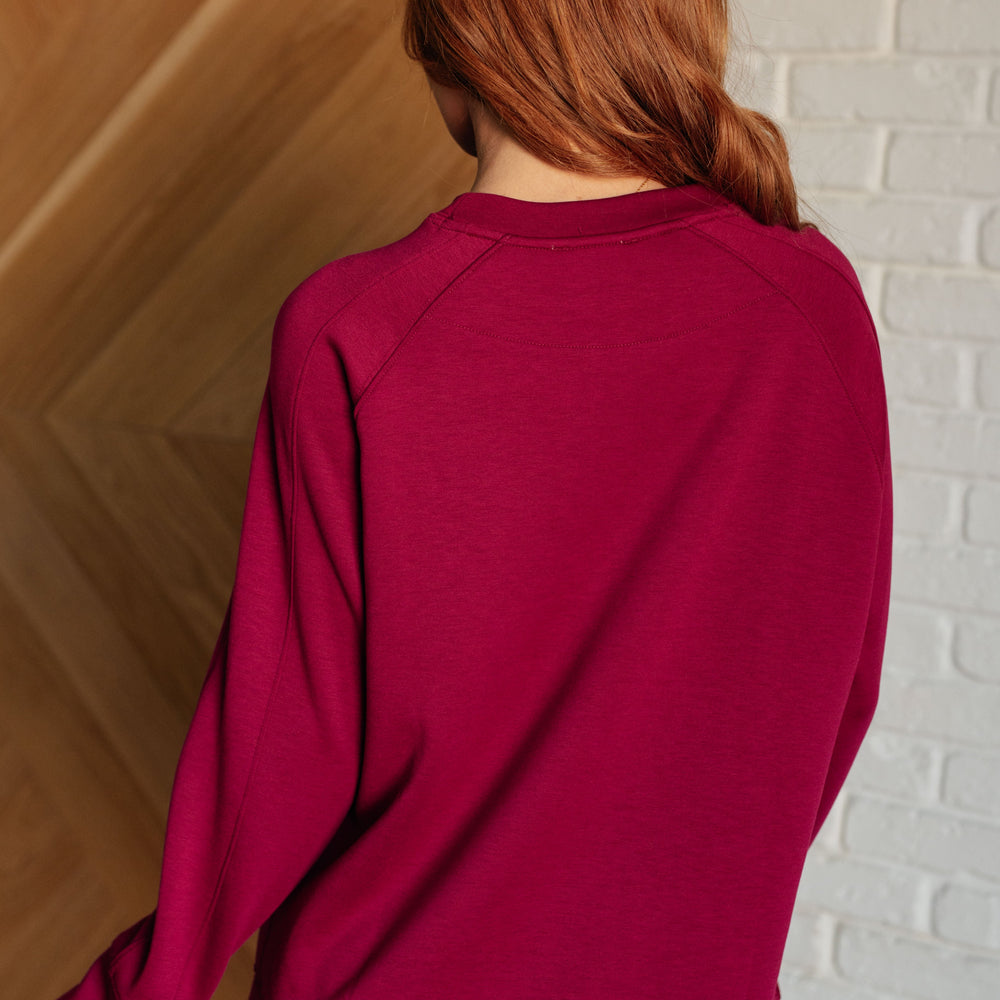 
                      
                        It's The Little Things Relaxed Scuba Pullover in Cabernet
                      
                    