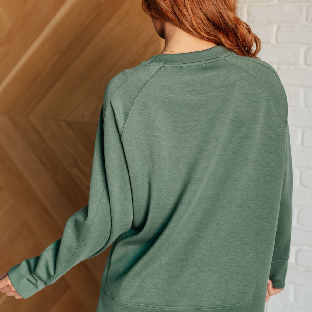 
                      
                        It's The Little Things Relaxed Scuba Pullover in Dark Forest
                      
                    