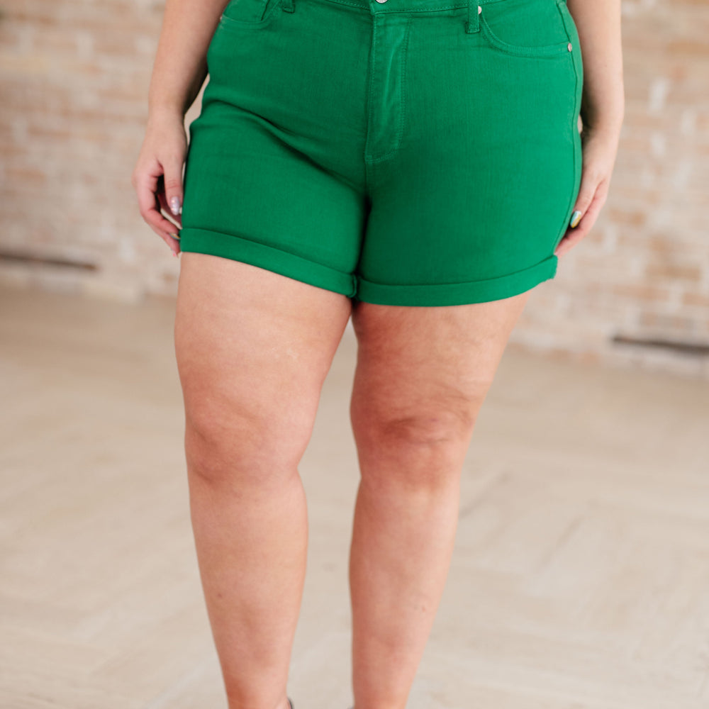 
                      
                        Jenna High Rise Control Top Cuffed Shorts in Green
                      
                    