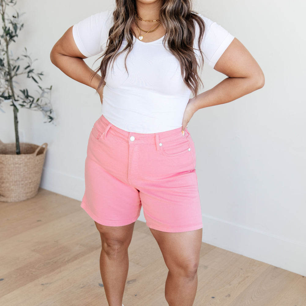 
                      
                        Jenna High Rise Control Top Cuffed Shorts in Pink
                      
                    