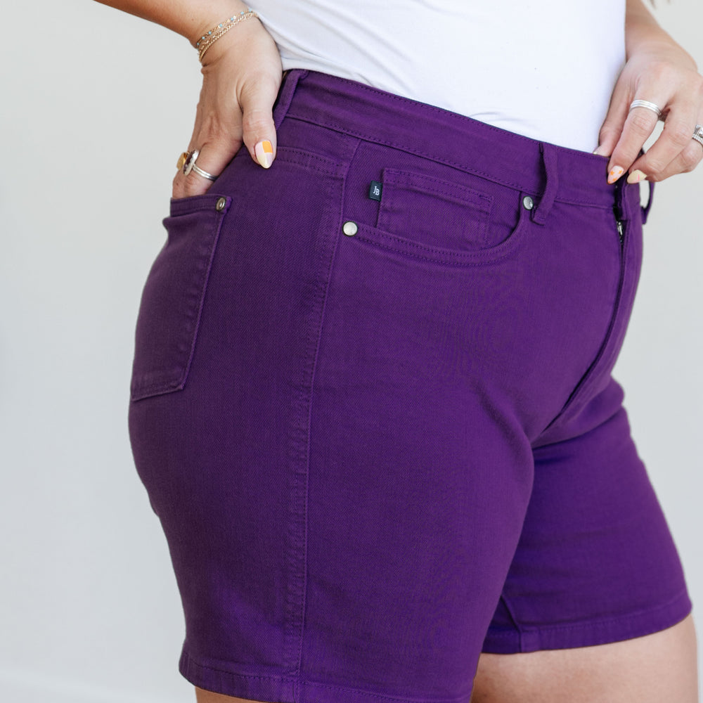 
                      
                        Jenna High Rise Control Top Cuffed Shorts in Purple
                      
                    