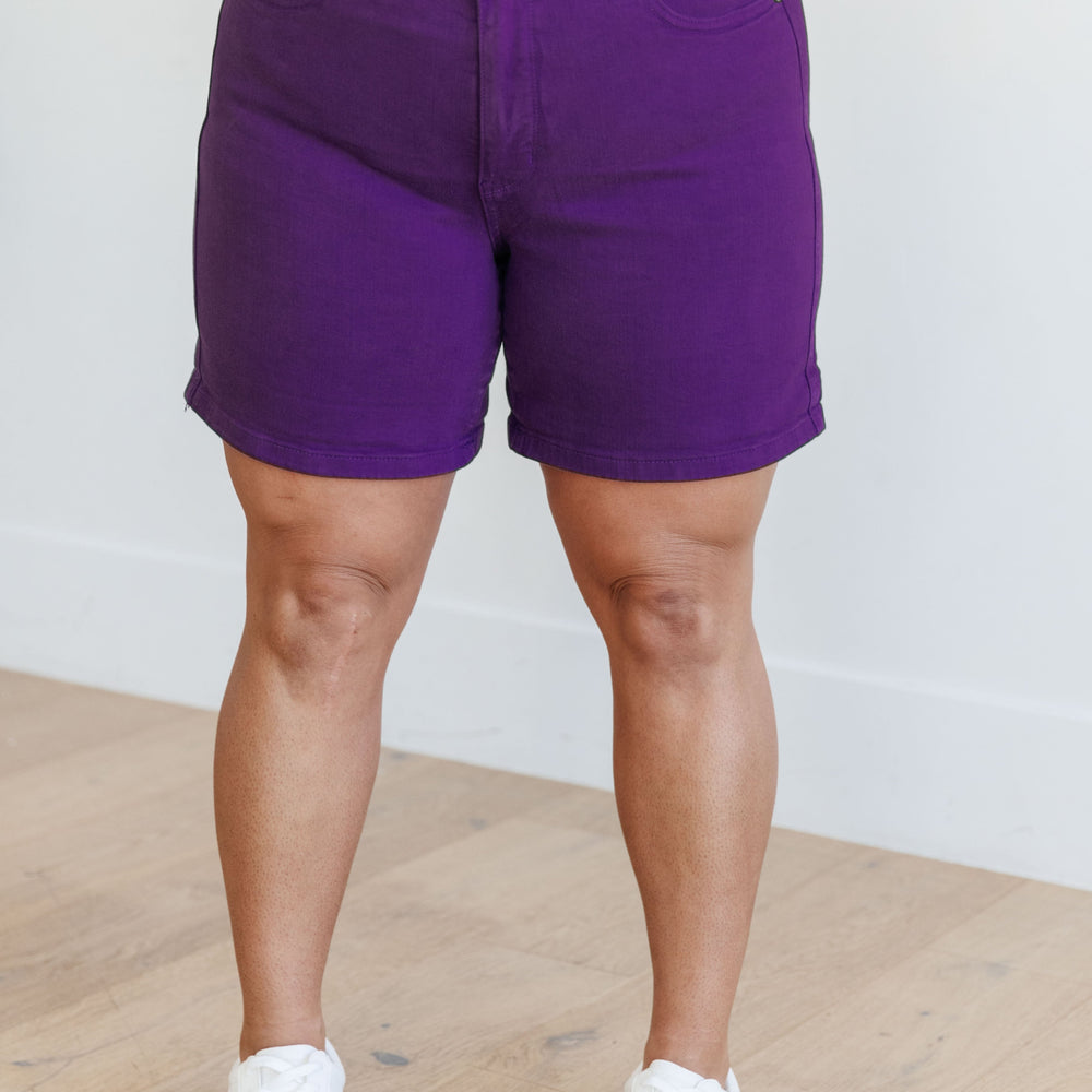 
                      
                        Jenna High Rise Control Top Cuffed Shorts in Purple
                      
                    