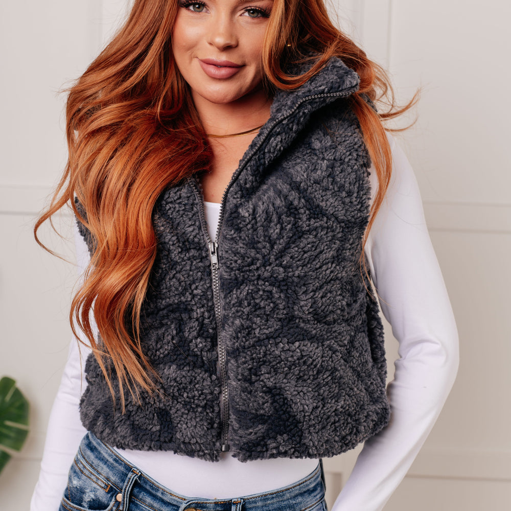 Just One More Layer Paisley Sherpa Print Vest