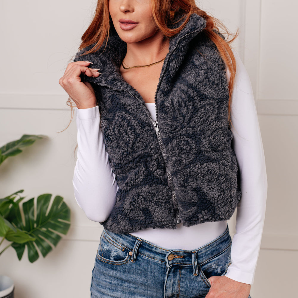 
                      
                        Just One More Layer Paisley Sherpa Print Vest
                      
                    