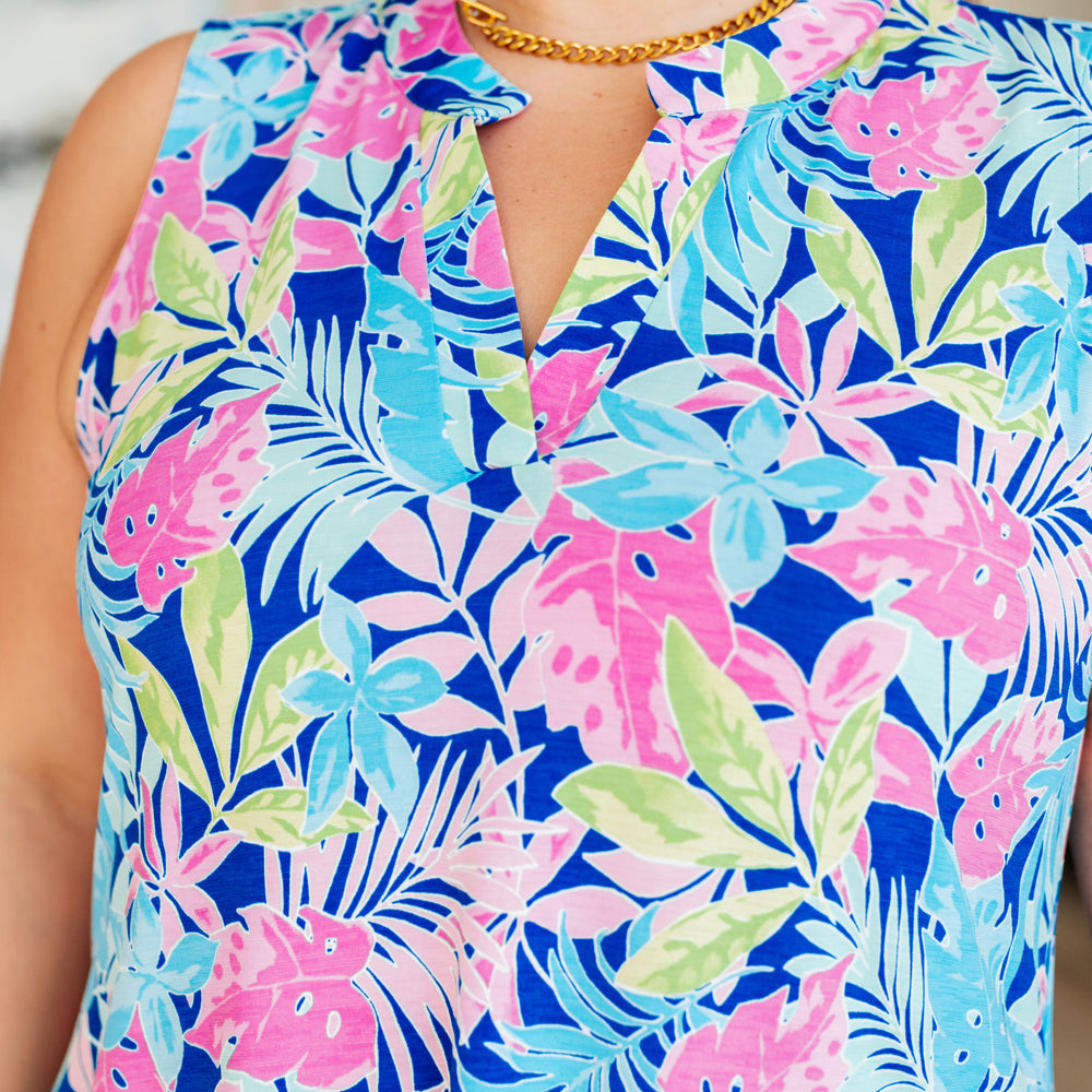 
                      
                        Lizzy Tank Dress in Royal Tropical Floral
                      
                    