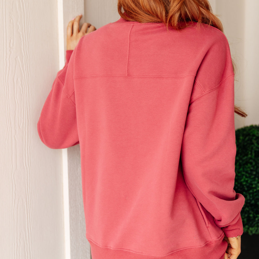 
                      
                        Make No Mistake Mock Neck Pullover in Cranberry
                      
                    