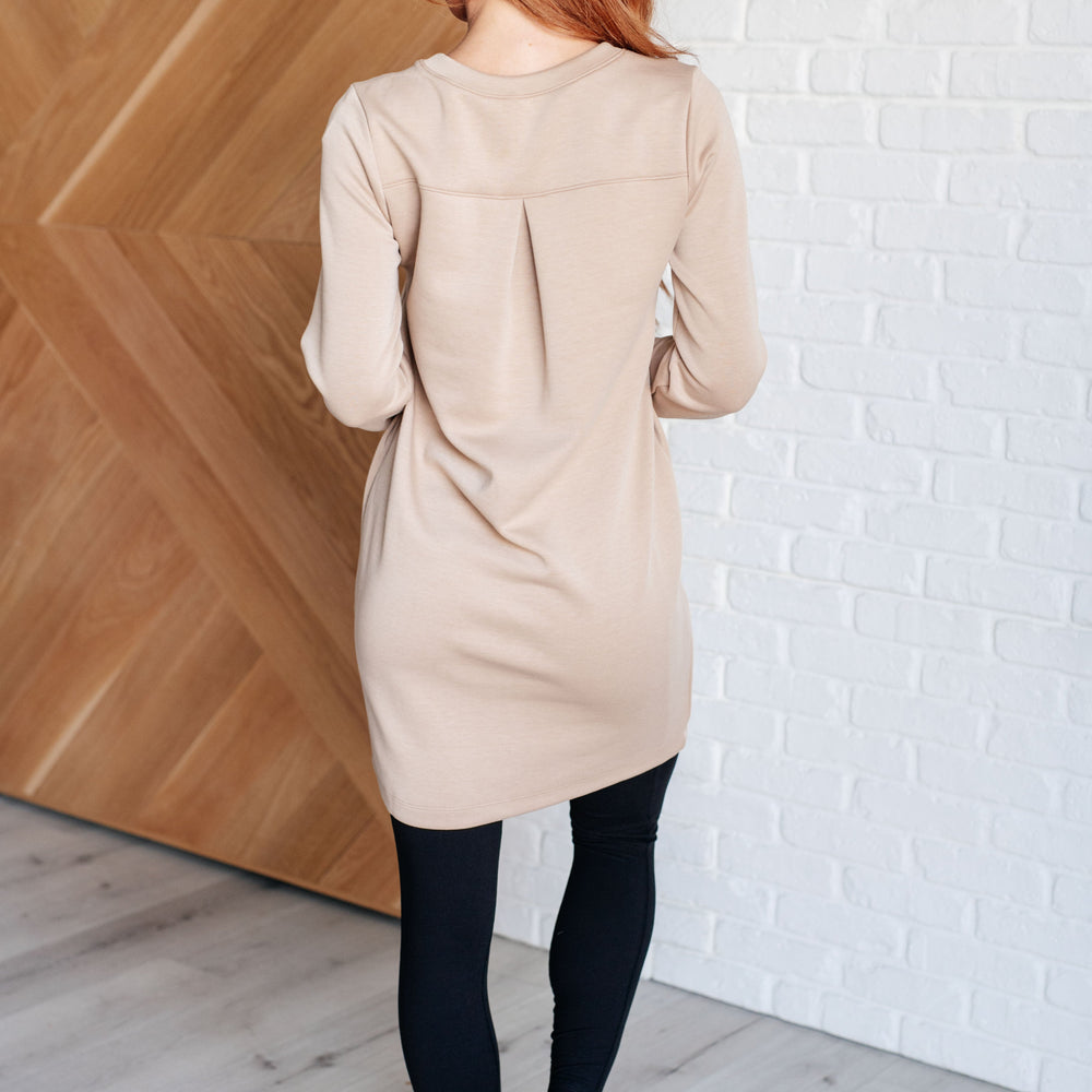 
                      
                        Milan Travel Shift Dress in Khaki
                      
                    