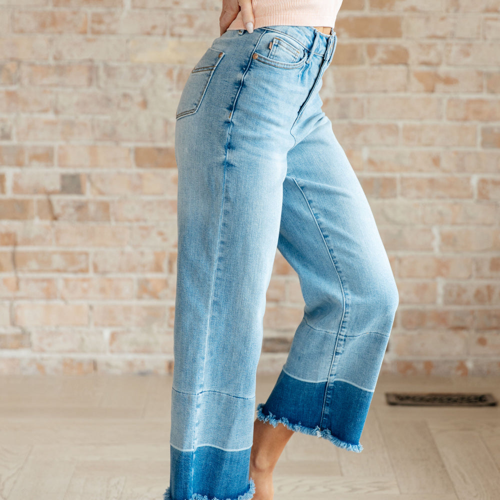 
                      
                        Judy Blue High Rise Wide Leg Crop Jeans in Medium Wash
                      
                    