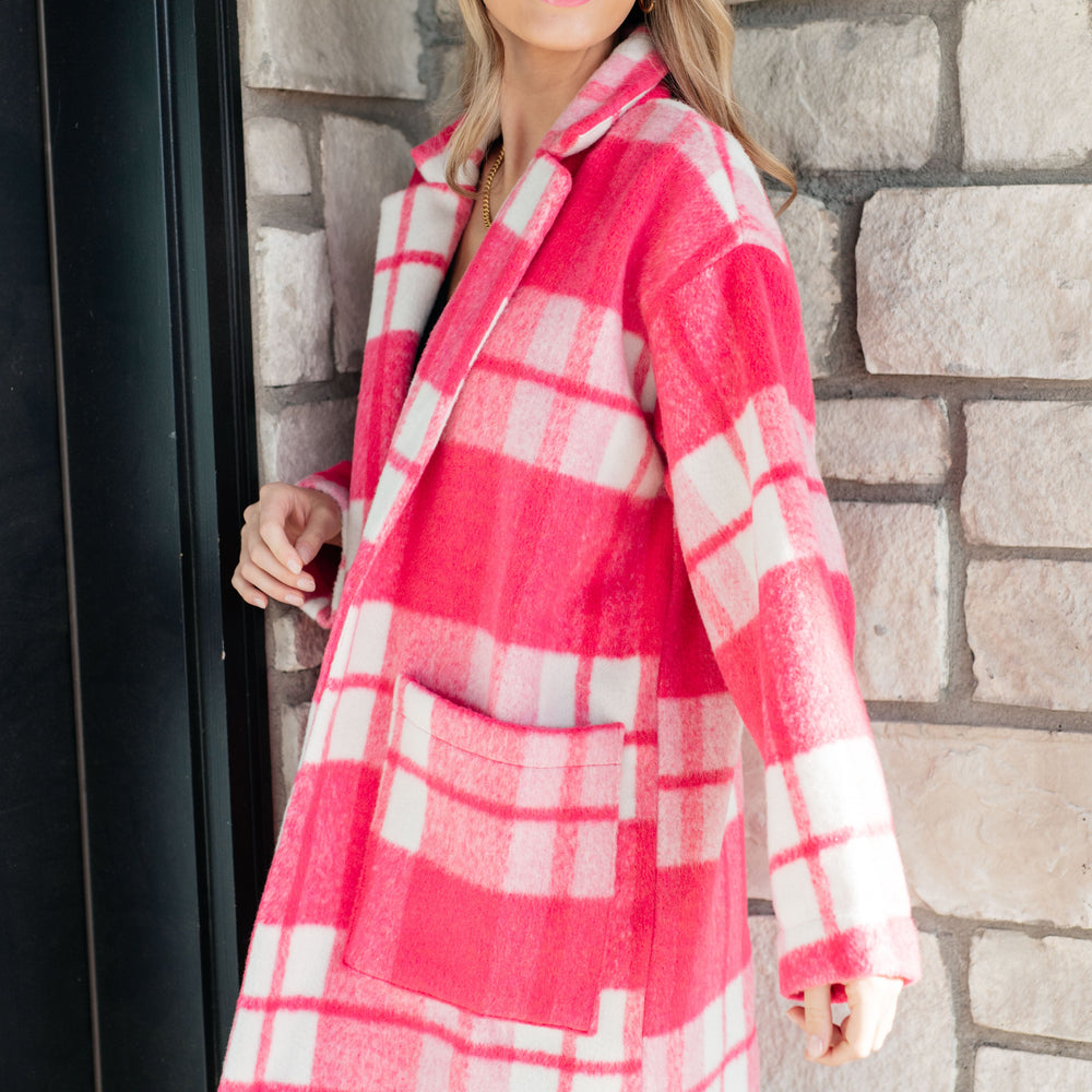 
                      
                        Passion in Plaid Coat in Pink
                      
                    