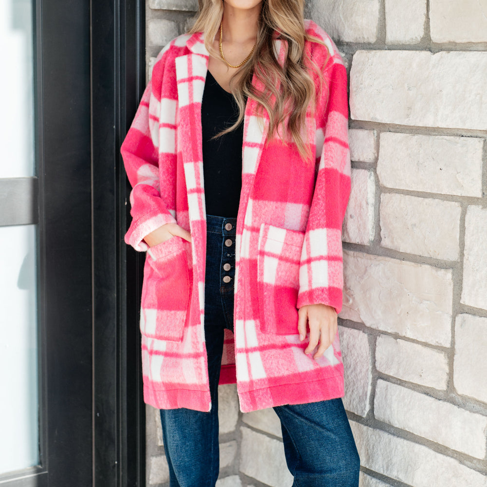 
                      
                        Passion in Plaid Coat in Pink
                      
                    