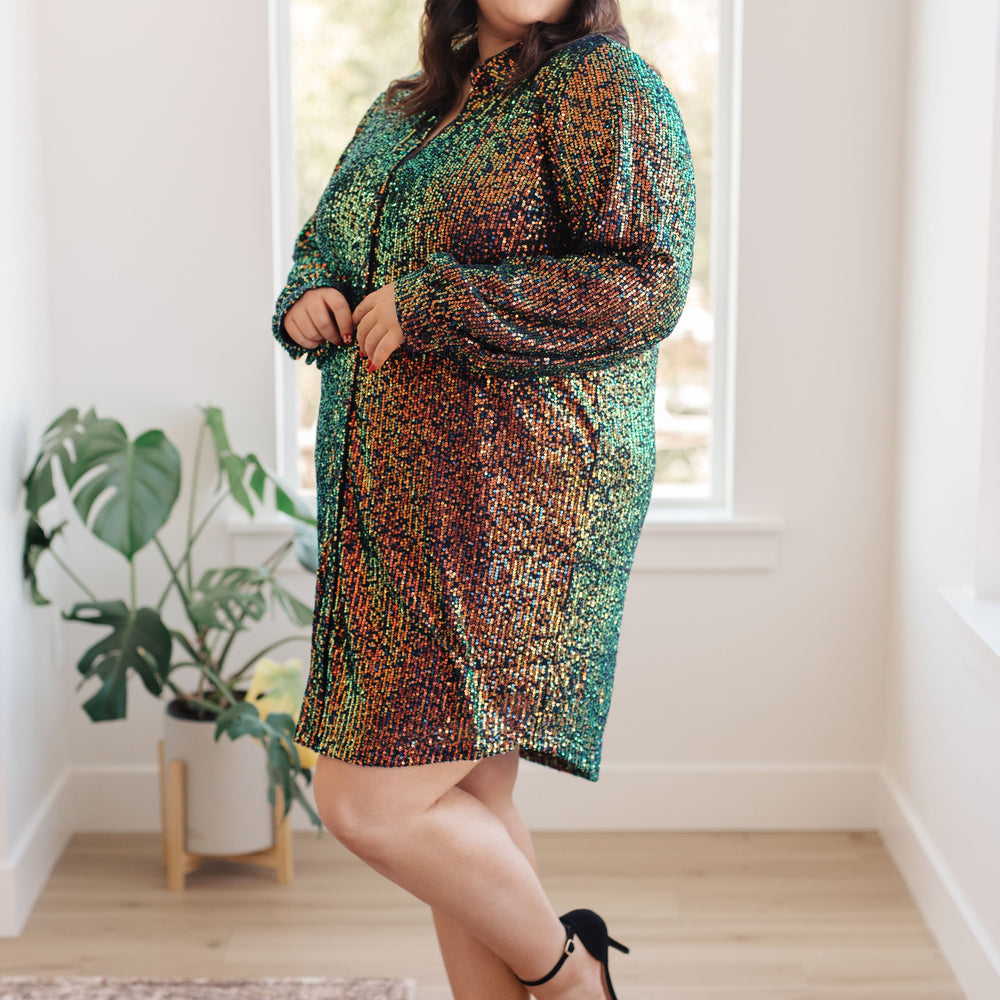 
                      
                        Shimmering Splendor Sequin Shirt Dress
                      
                    