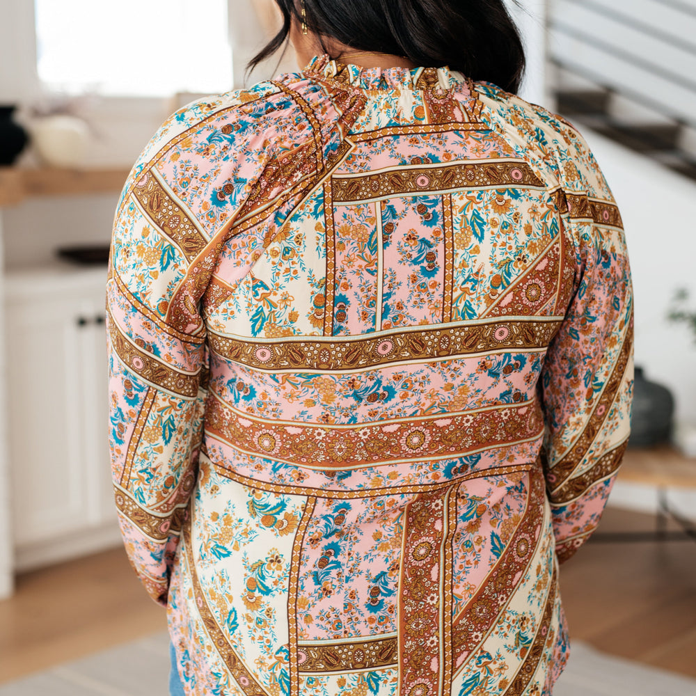 
                      
                        Show and Tell Mixed Print Peasant Blouse
                      
                    