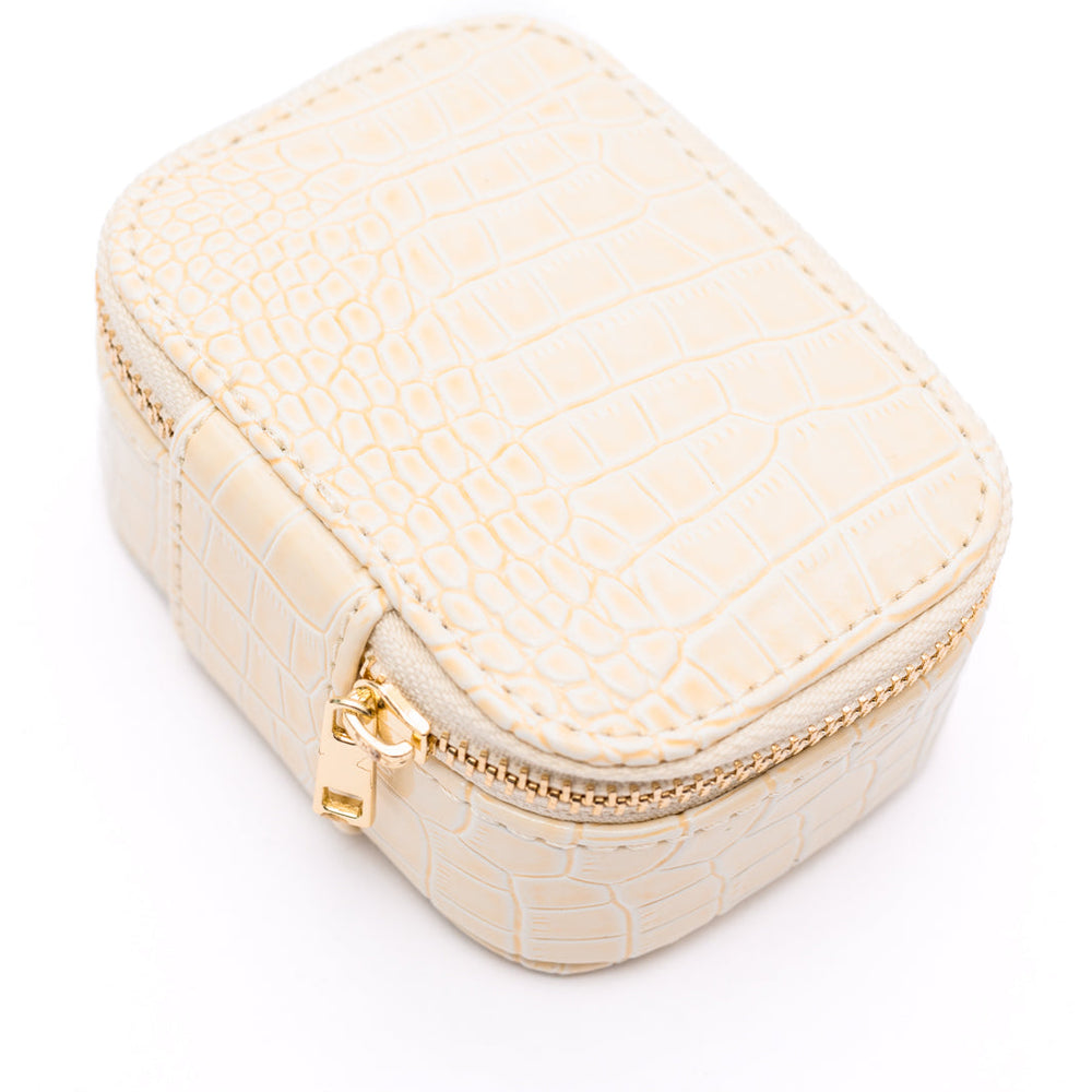 Travel Jewelry Case in Cream Snakeskin