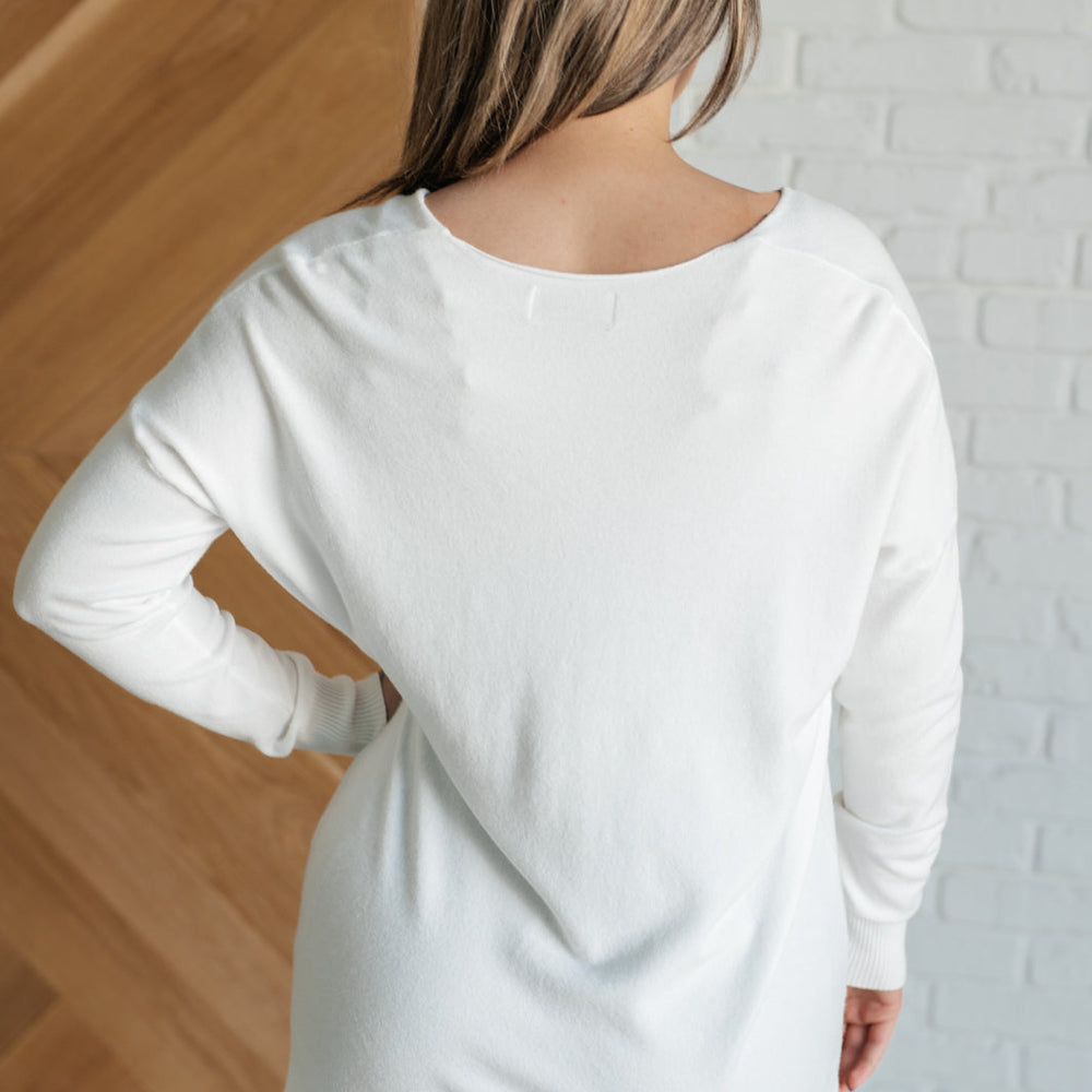 
                      
                        V-Neck Front Seam Sweater in Ivory
                      
                    