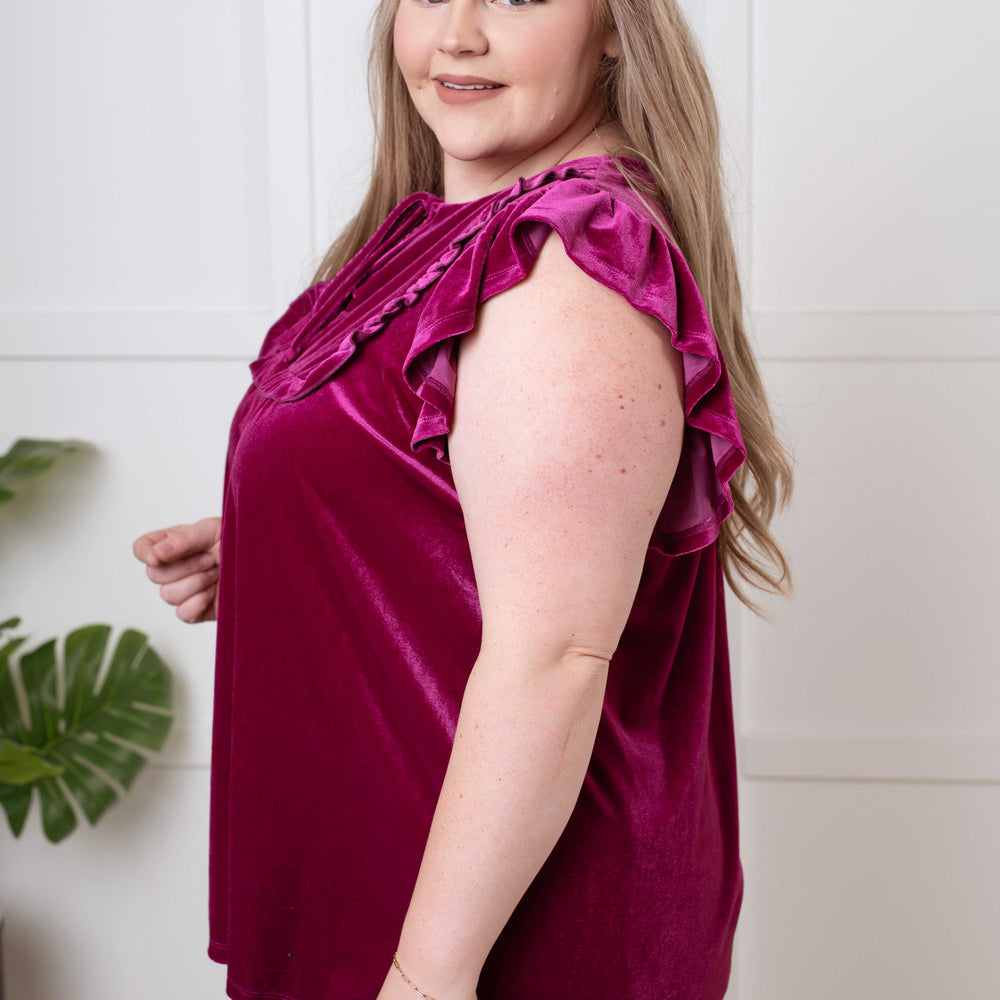 
                      
                        Velveteen Queen Blouse in Magenta
                      
                    