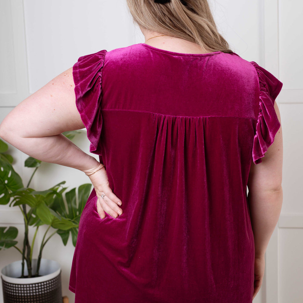 
                      
                        Velveteen Queen Blouse in Magenta
                      
                    