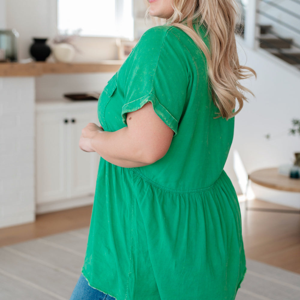 
                      
                        Working In The Garden Button Up Peplum Blouse
                      
                    