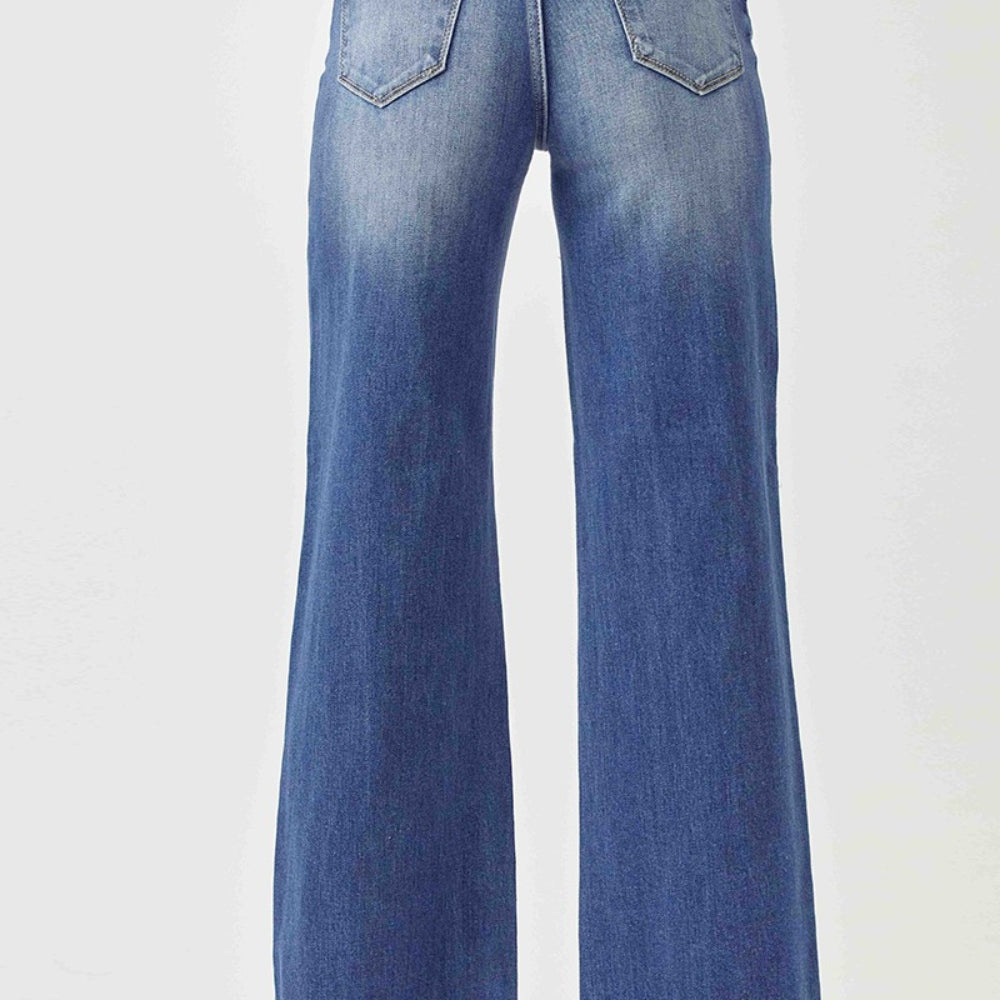 
                      
                        RISEN High Waist Raw Hem Wide Leg Jeans
                      
                    